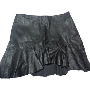 Zara Asymmetrical Black Leather Skirt